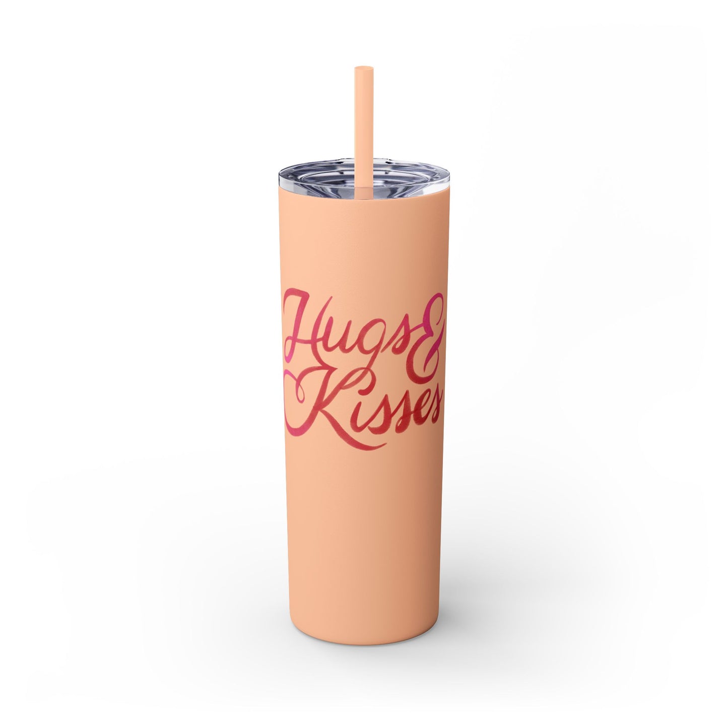 Hugs & Kisses Skinny Tumbler with Straw - 20oz Love Drinkware