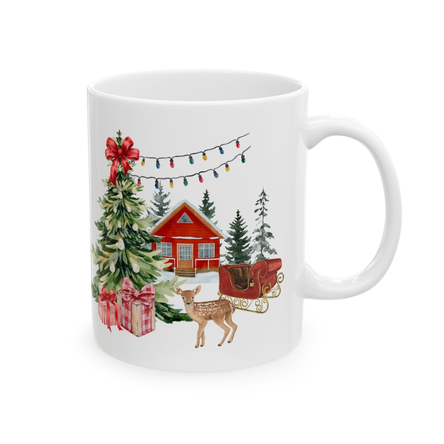 Festive Holiday Ceramic Mug - 11oz & 15oz Options - Perfect for Christmas Cheer