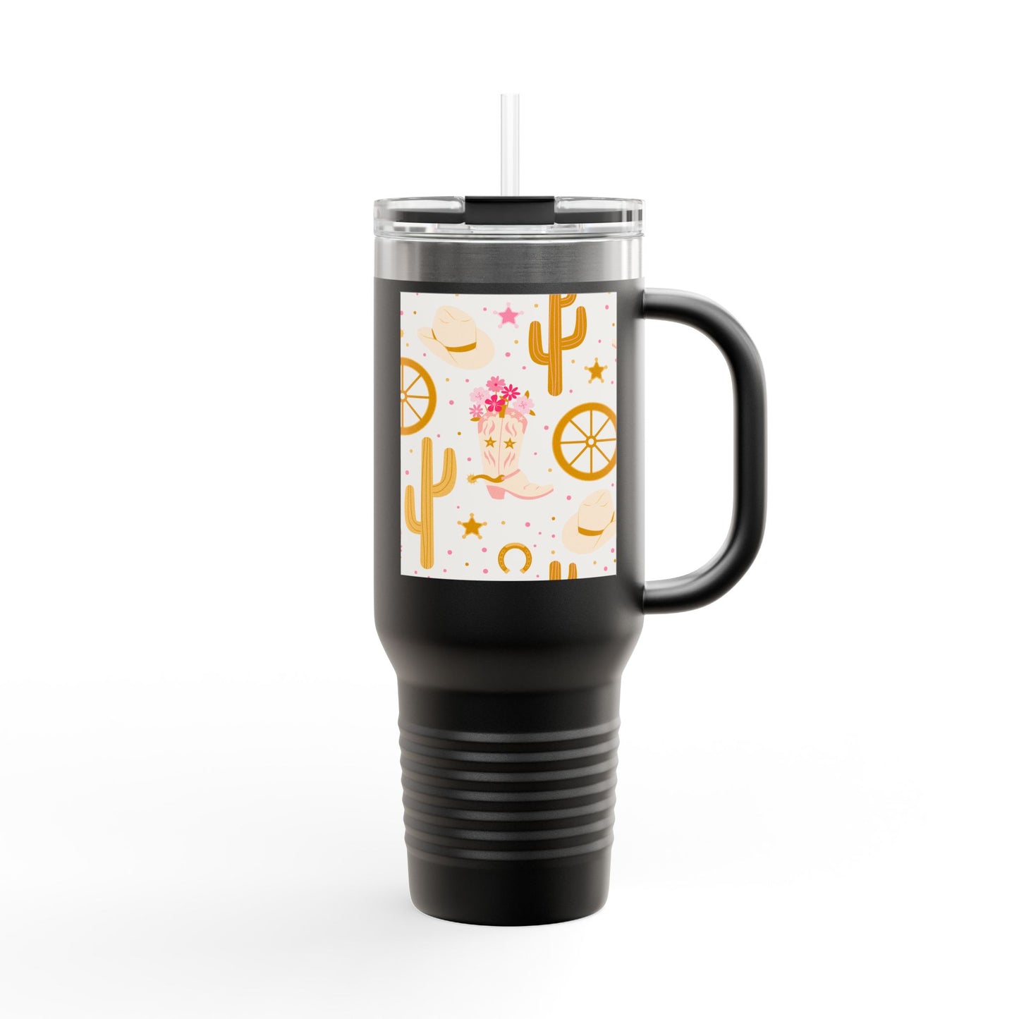 Desert Vibe Insulated Travel Mug - 40oz Cactus & Floral Design