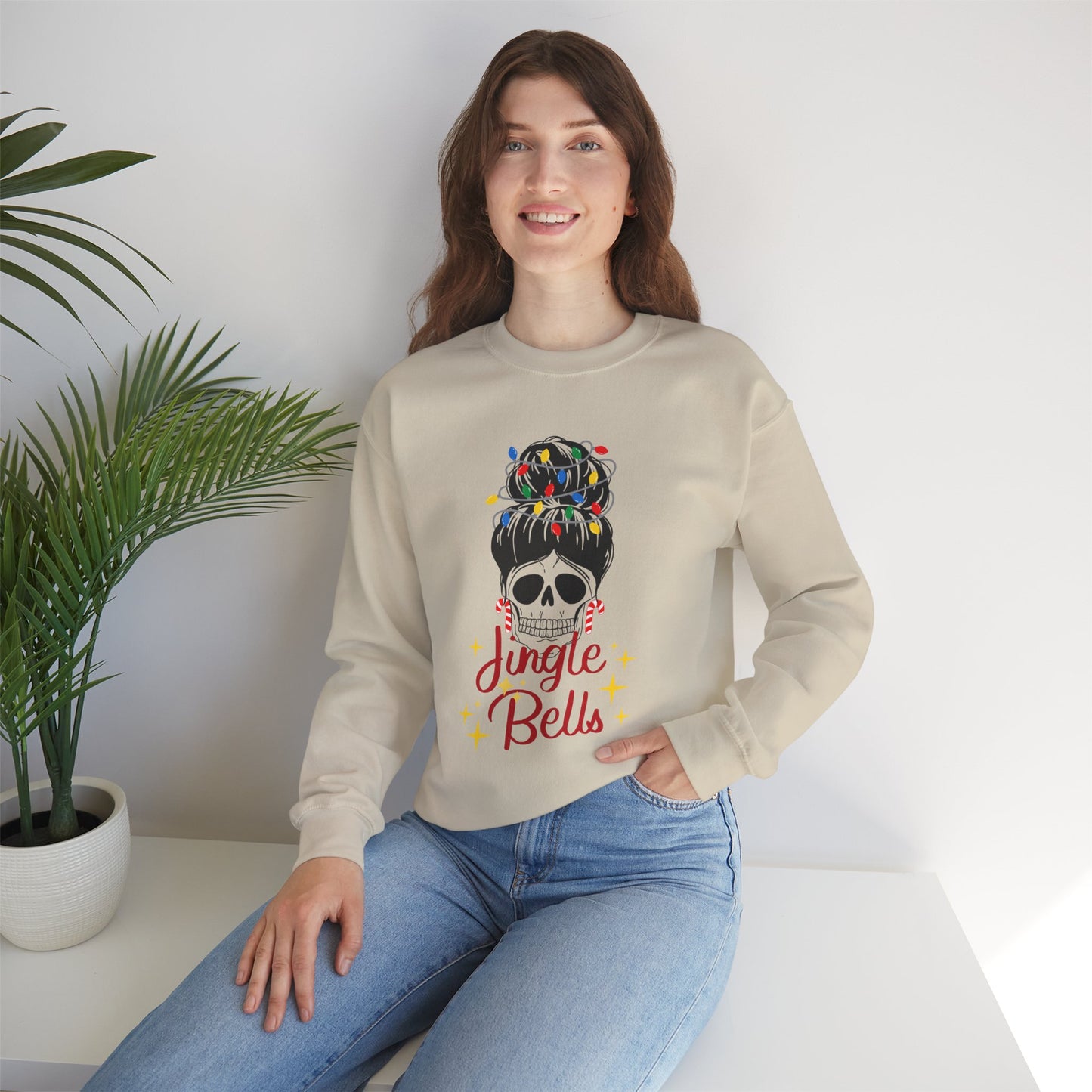 Jingle Bells Silly Skull Unisex Heavy Blend™ Crewneck Sweatshirt