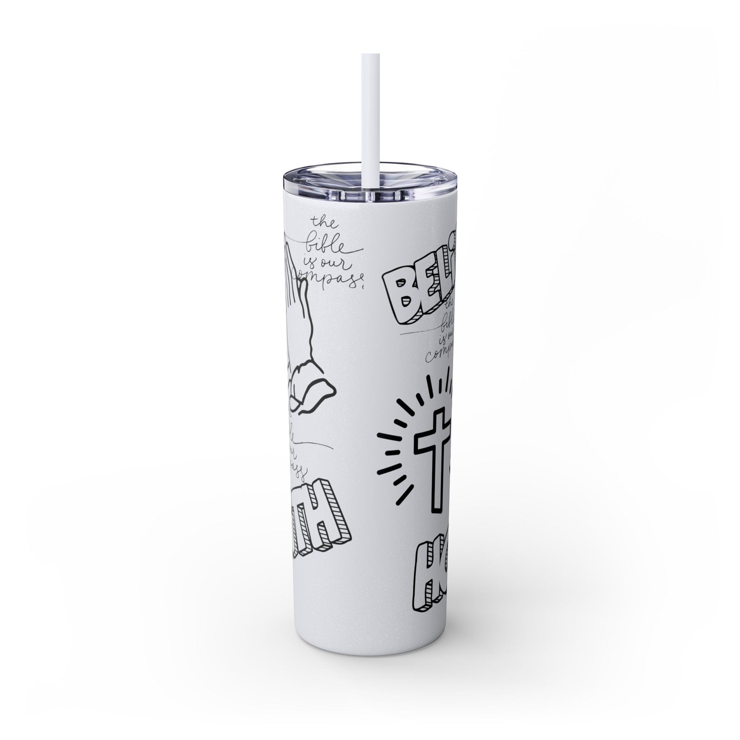 Saved By Grace Skinny Tumbler with Straw - 20oz Inspirational Drinkware