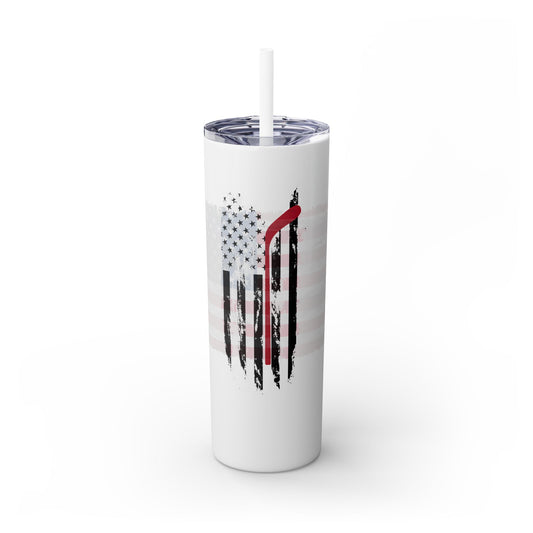 Patriotic Hockey Skinny Tumbler with Straw | 20oz Travel Mug for Independence Day