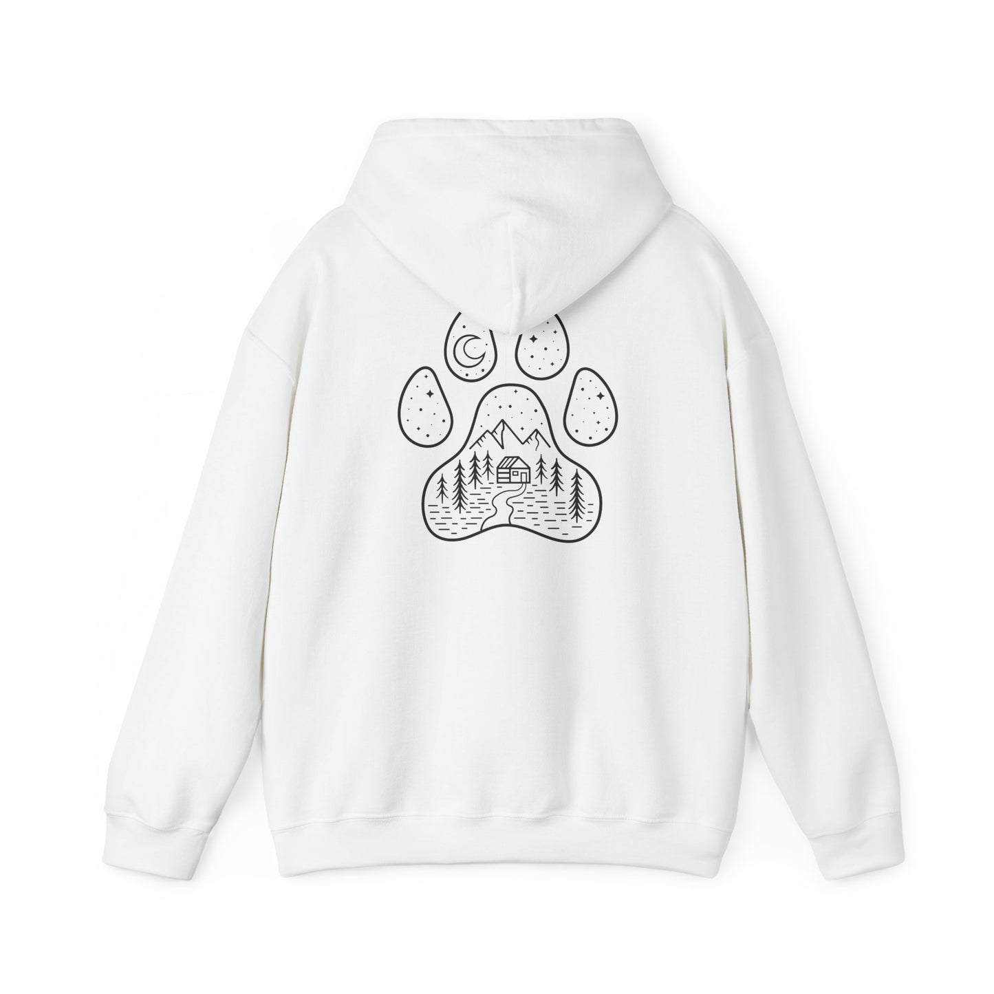 Cozy Campfire Vibes Hooded Sweatshirt with Paw Print Design