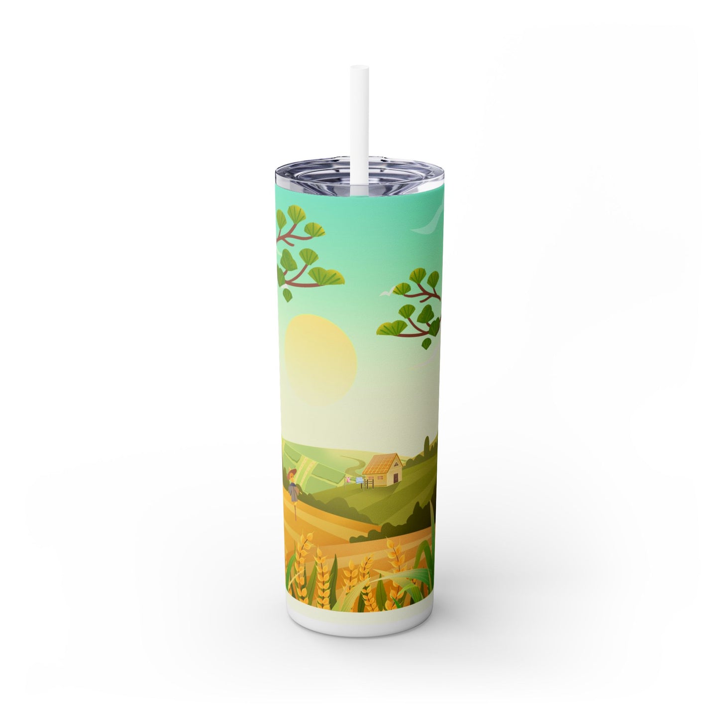 Farm-Inspired 20oz Skinny Tumbler with Straw - Eco-Friendly Travel Mug