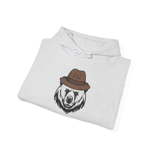 Bear in a Hat Unisex Heavy Blend Hoodie - Cozy, Outdoor-Inspired Sweatshirt