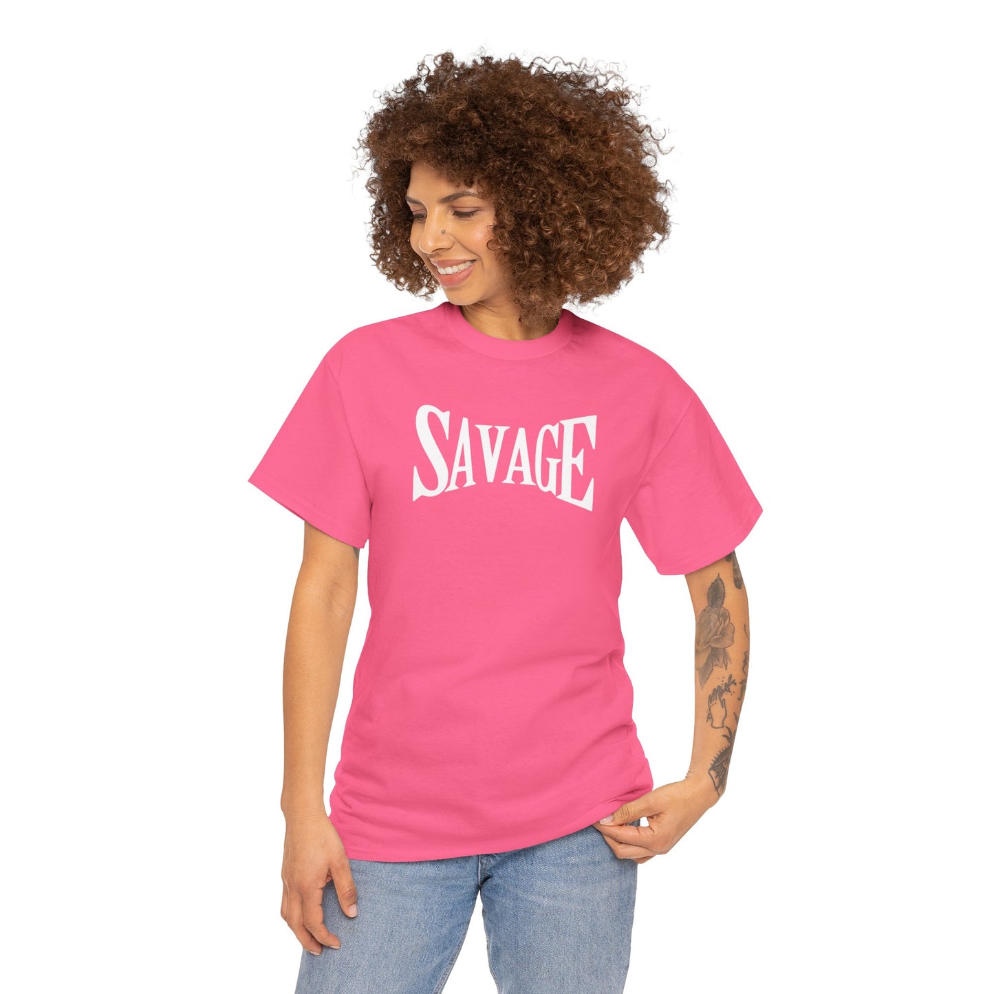 Savage Unisex Heavy Cotton Tee - Bold Graphic Tee for Statement Style