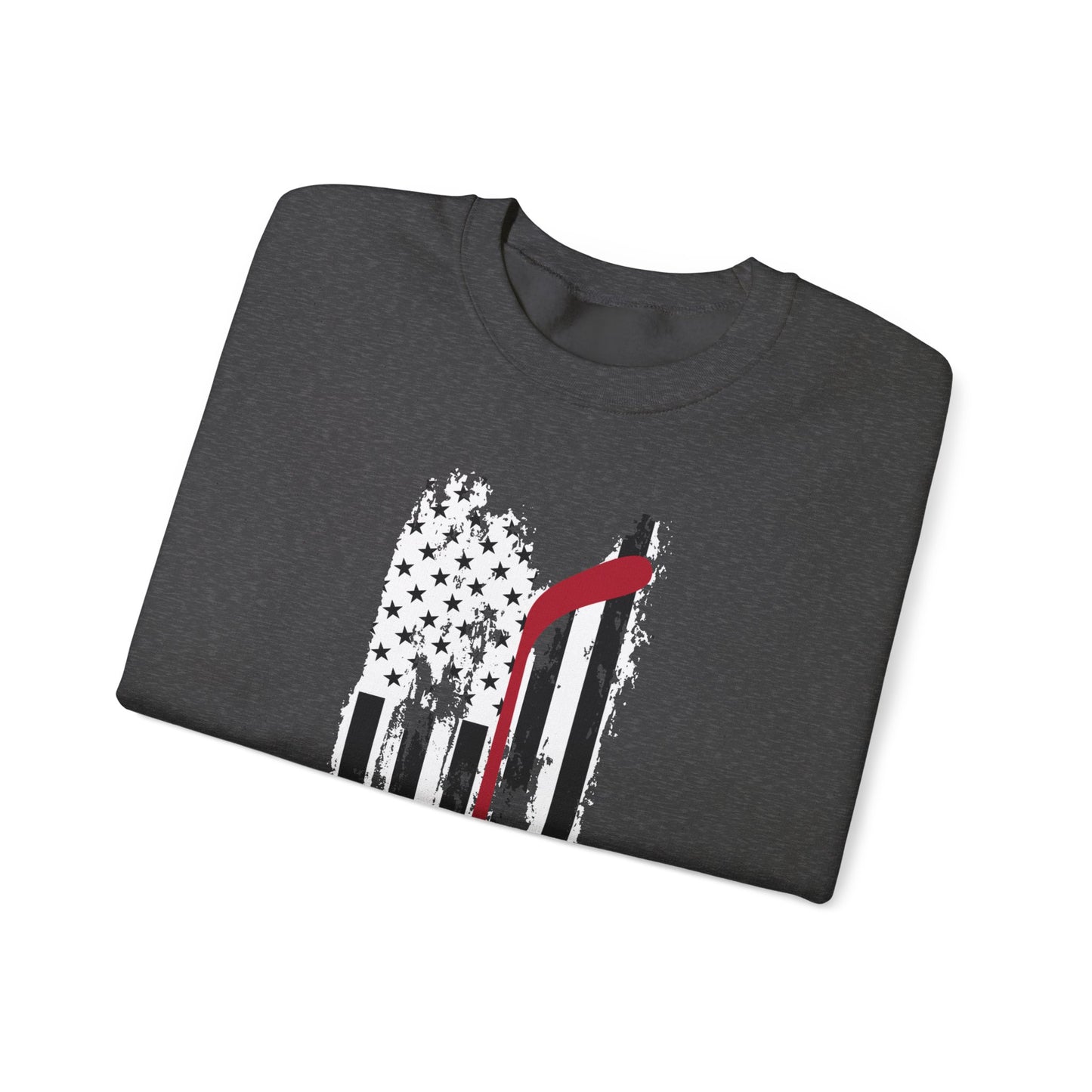 American Flag w/Hockey Stick - Unisex Heavy Blend™ Crewneck Sweatshirt