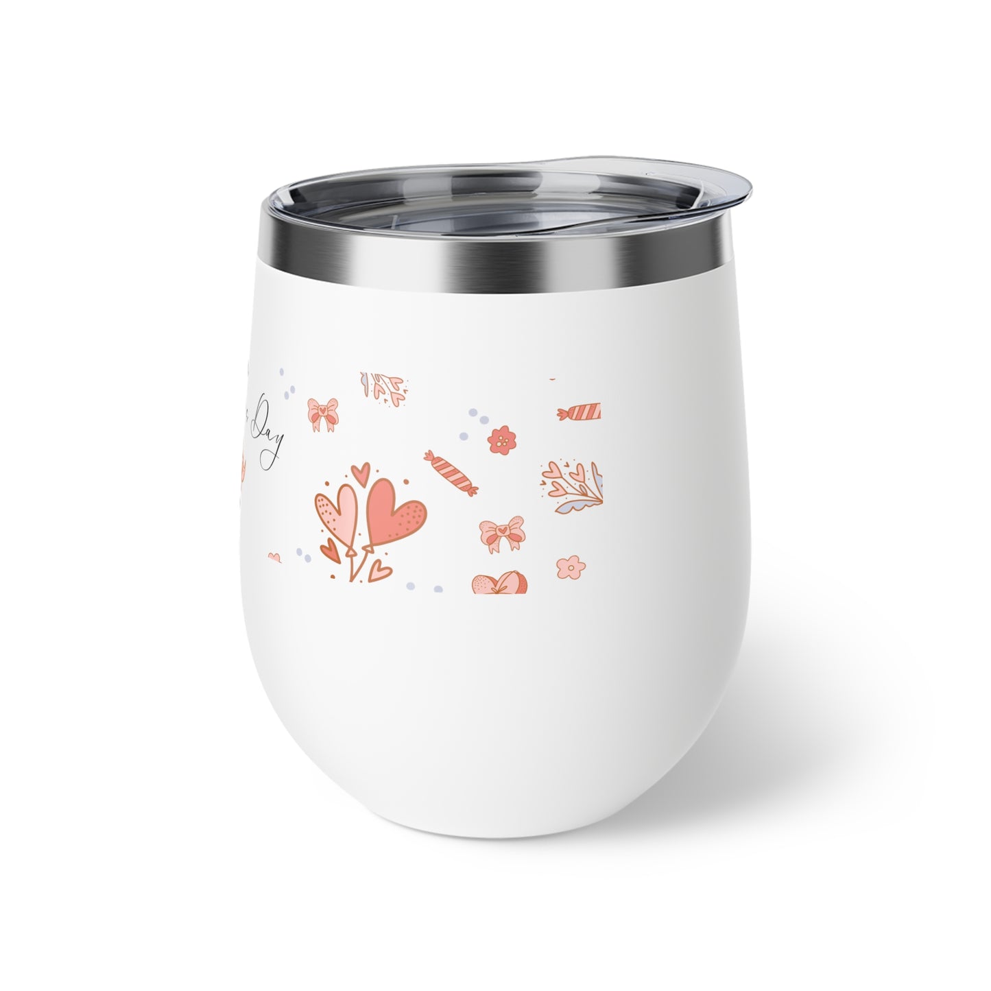 Heartfelt Valentine's Day Insulated Cup – 12oz Copper Travel Mug with Love Design