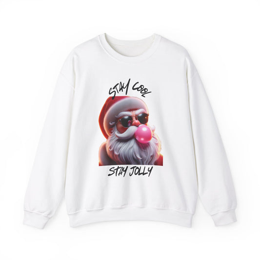 STAY COOL, STAY JOLLY, FUNNY BAD SANTA - Unisex Heavy Blend™ Crewneck Sweatshirt