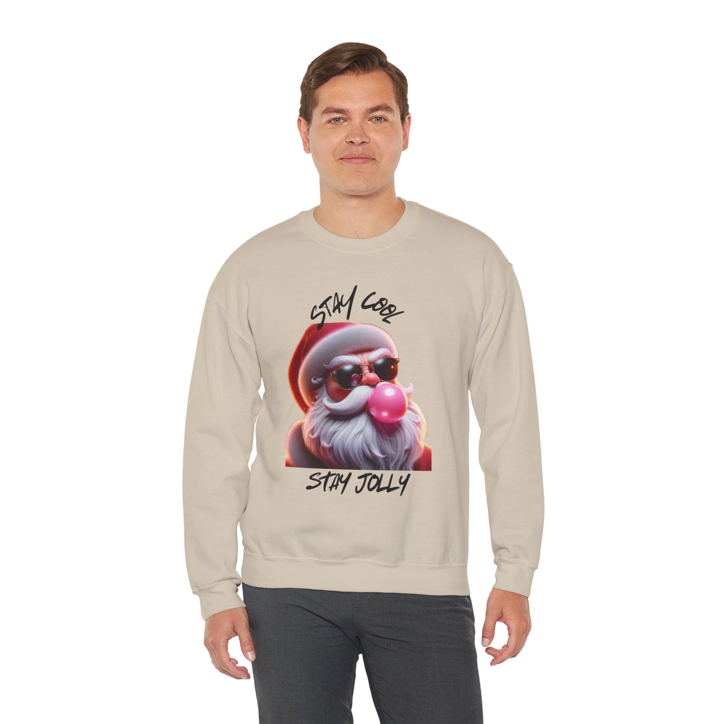 STAY COOL, STAY JOLLY, FUNNY BAD SANTA - Unisex Heavy Blend™ Crewneck Sweatshirt