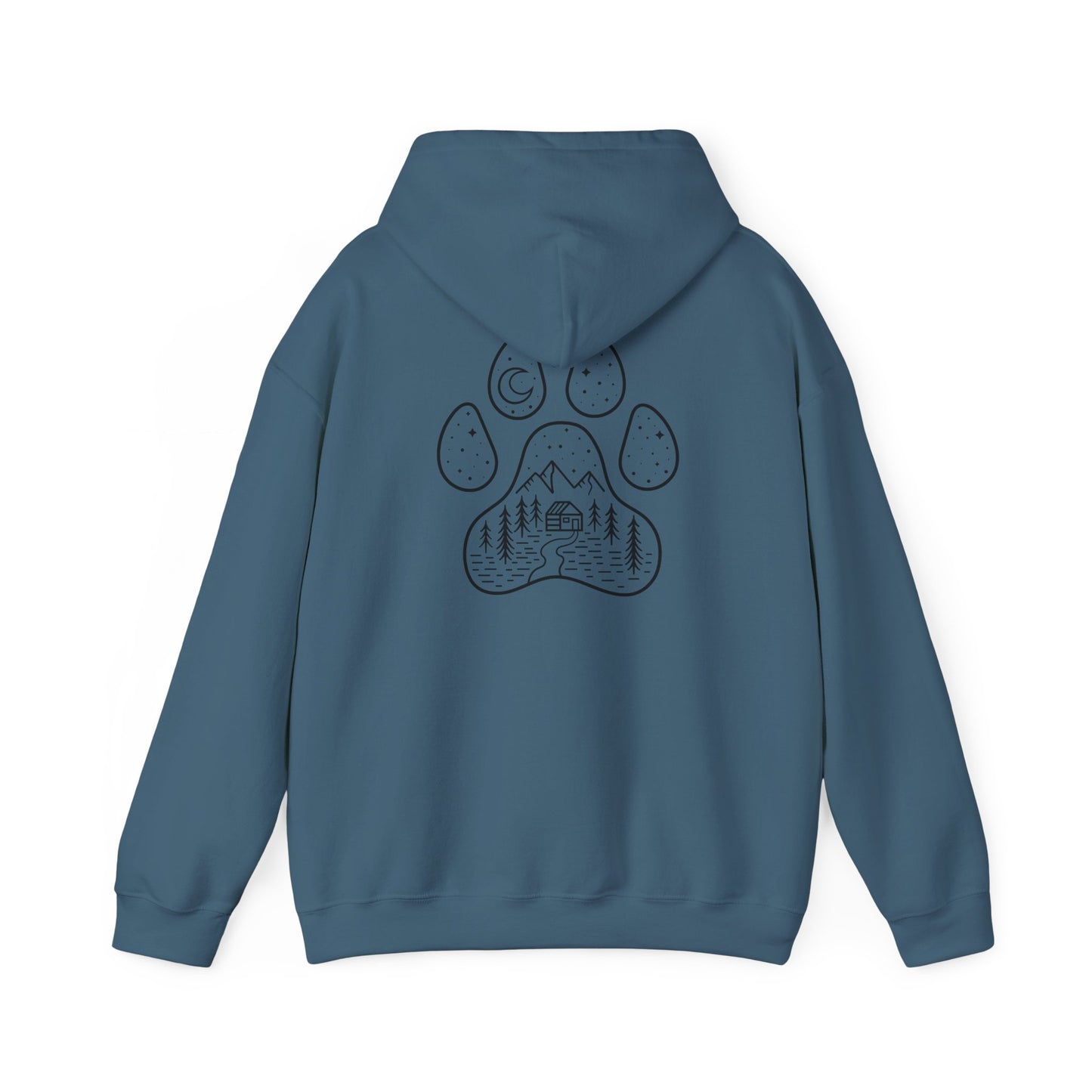 Cozy Campfire Vibes Hooded Sweatshirt with Paw Print Design