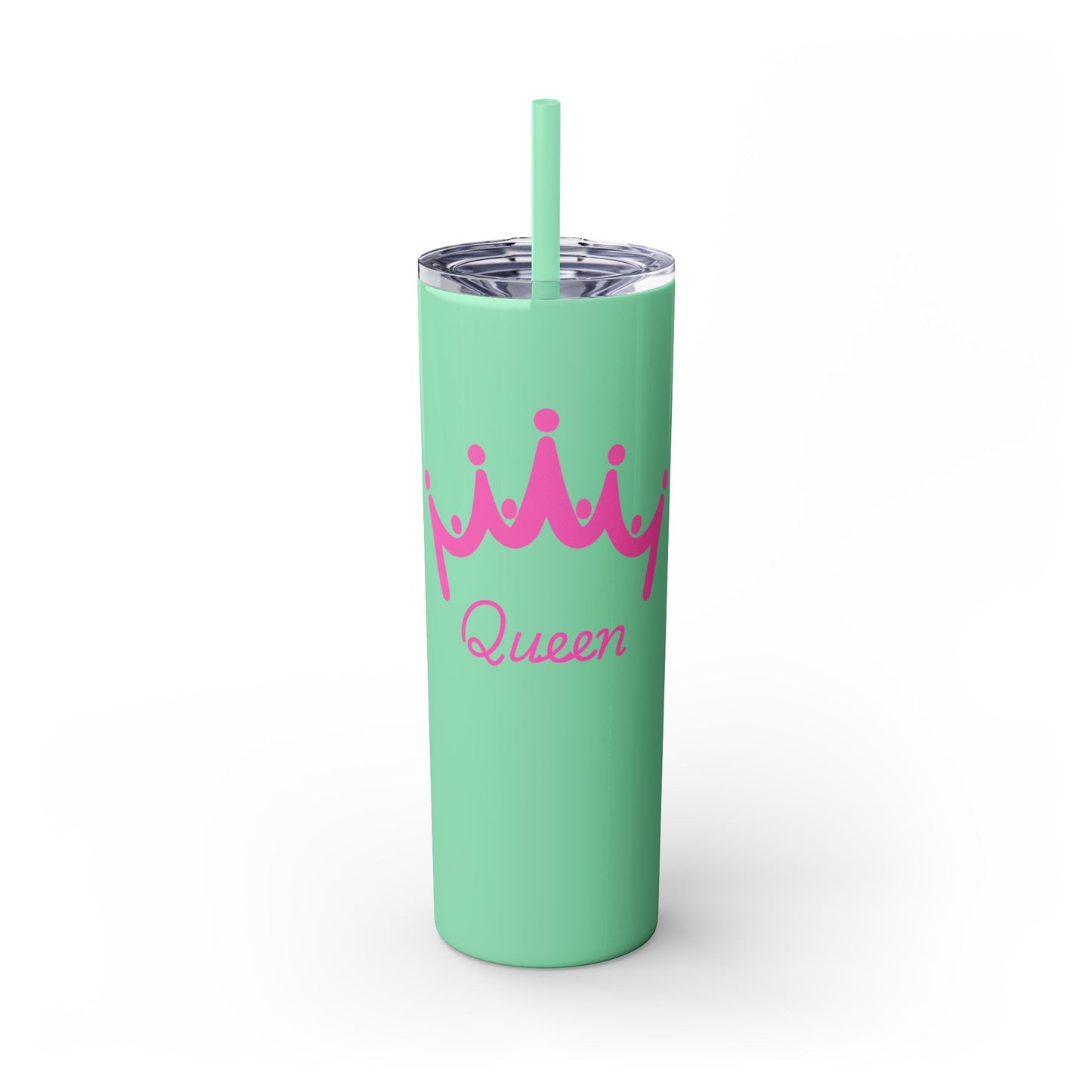 Queen Skinny Tumbler with Straw - 20oz, Perfect for Royal Drinkers, Pageant