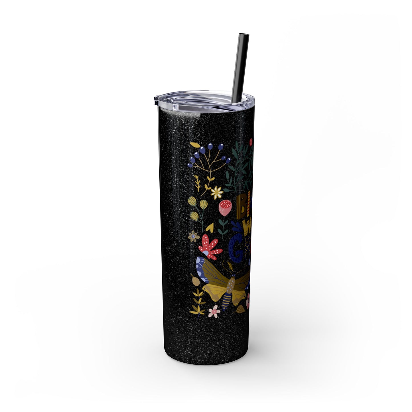 Bloom with Grace 20oz Skinny Tumbler with Straw - Stylish Floral Drinkware