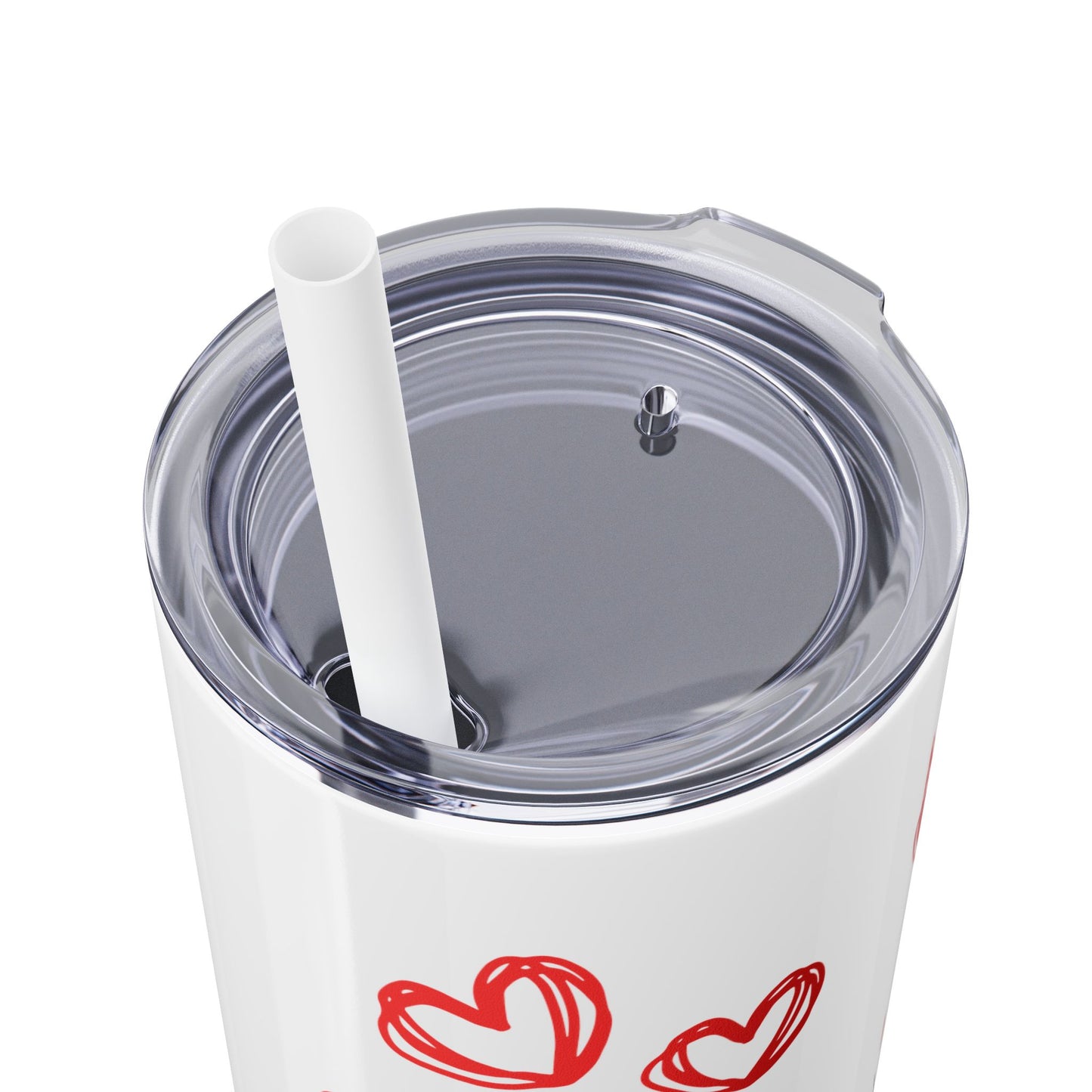 Heartfelt Love Skinny Tumbler with Straw - 20oz - Perfect Gift for Couples & Valentine's Day