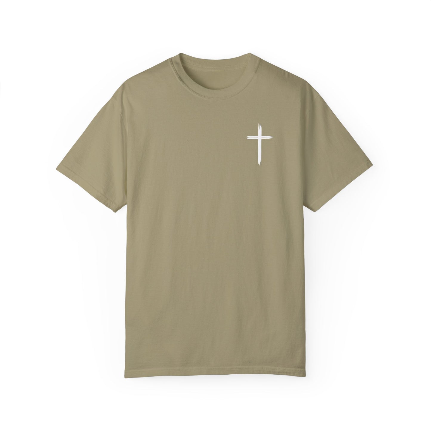 Unisex Garment-Dyed T-Shirt with Minimalist Cross Design