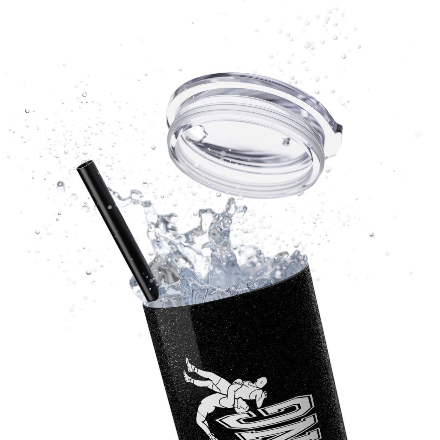 Wrestling-Themed 20oz Skinny Tumbler with Straw - Perfect for Sports Lovers
