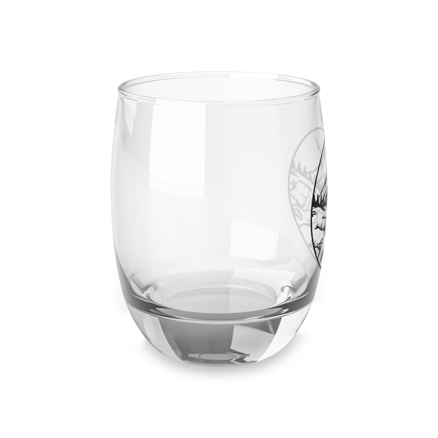 Adventure-Themed Whiskey Glass with Bigfoot Design