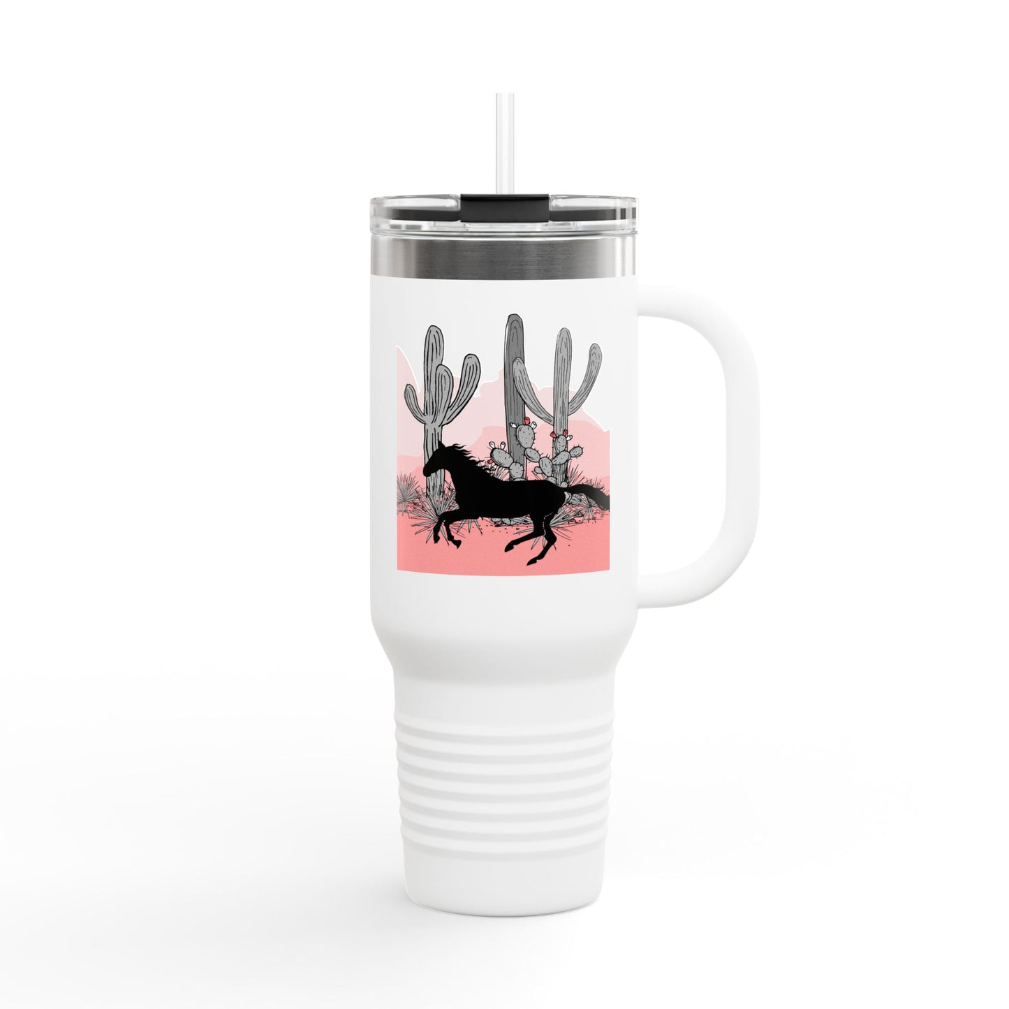 Horse Cactus Adventure Insulated Travel Mug - 40oz, Perfect for Outdoor Enthusiasts