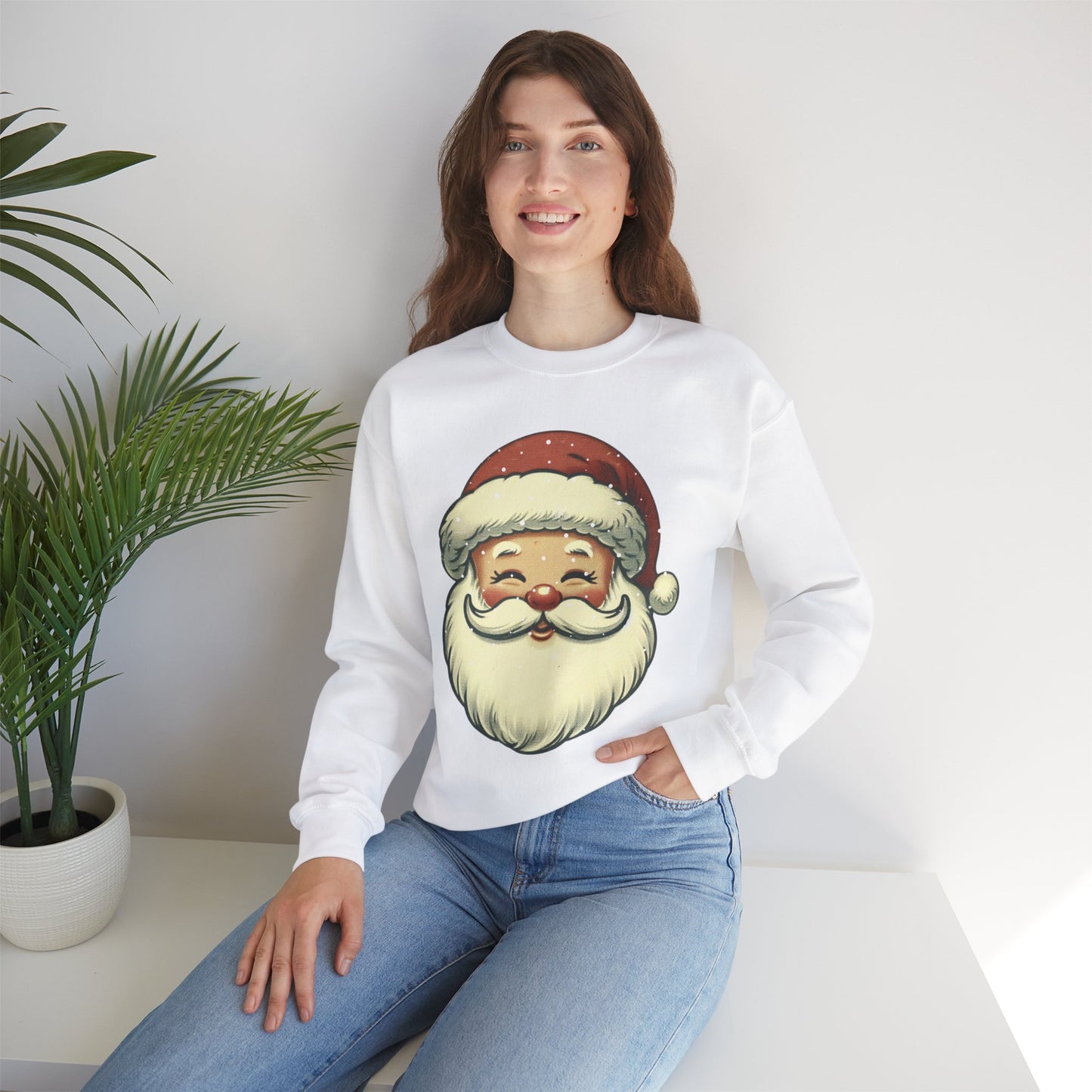 Vintage Santa Face Unisex Heavy Blend™ Crewneck Sweatshirt