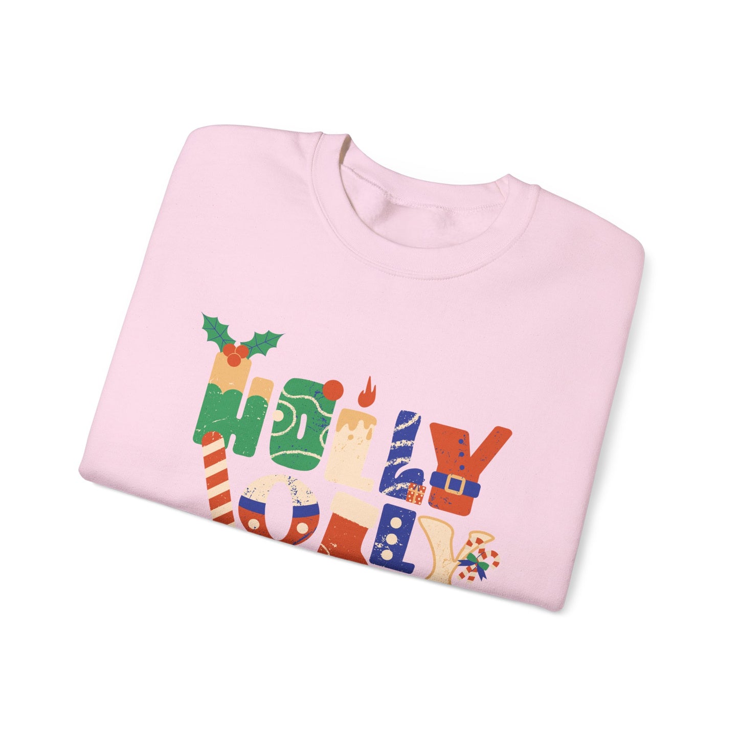 Merry Christmas Holly Jolly Crewneck Sweatshirt - Unisex Holiday Design