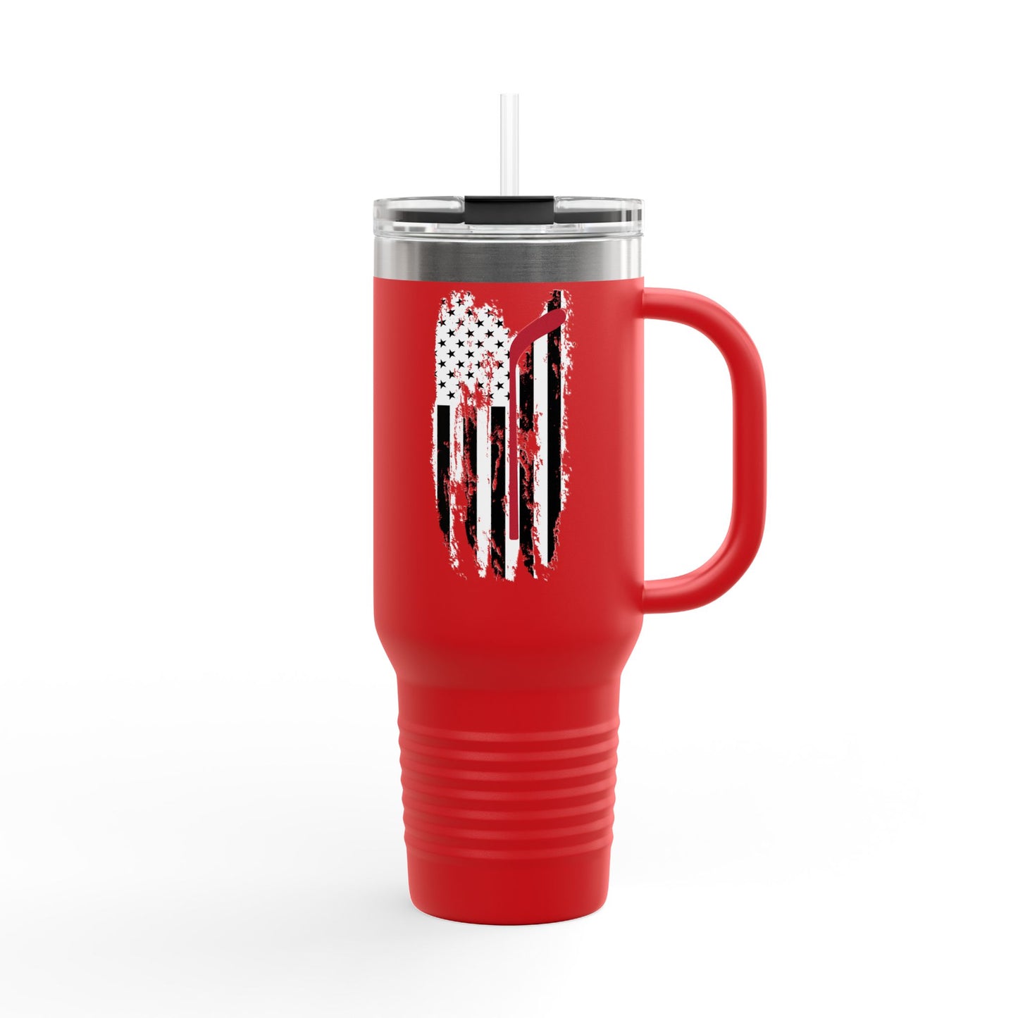 Hockey Patriotic Insulated Travel Mug - 40oz with Unique American Flag Design