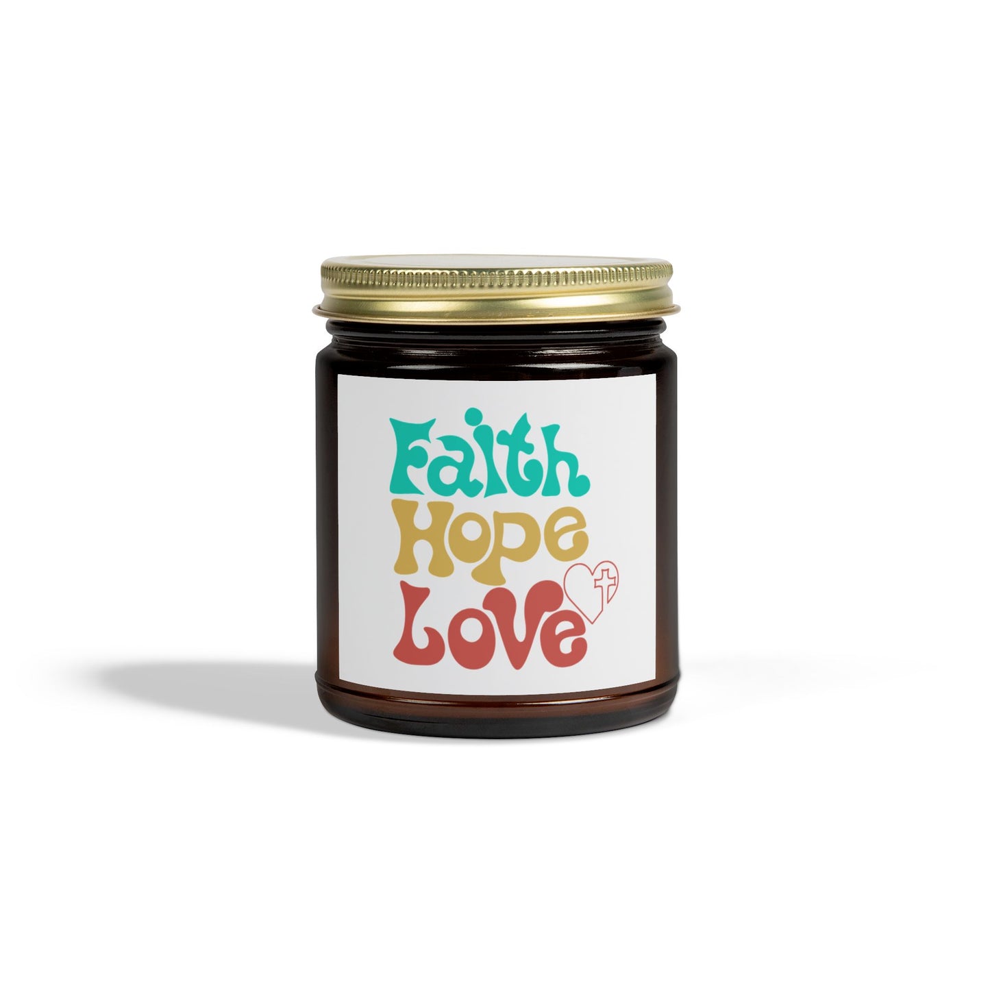 Faith Hope Love Scented Candle - Coconut Apricot Wax (4oz, 9oz)