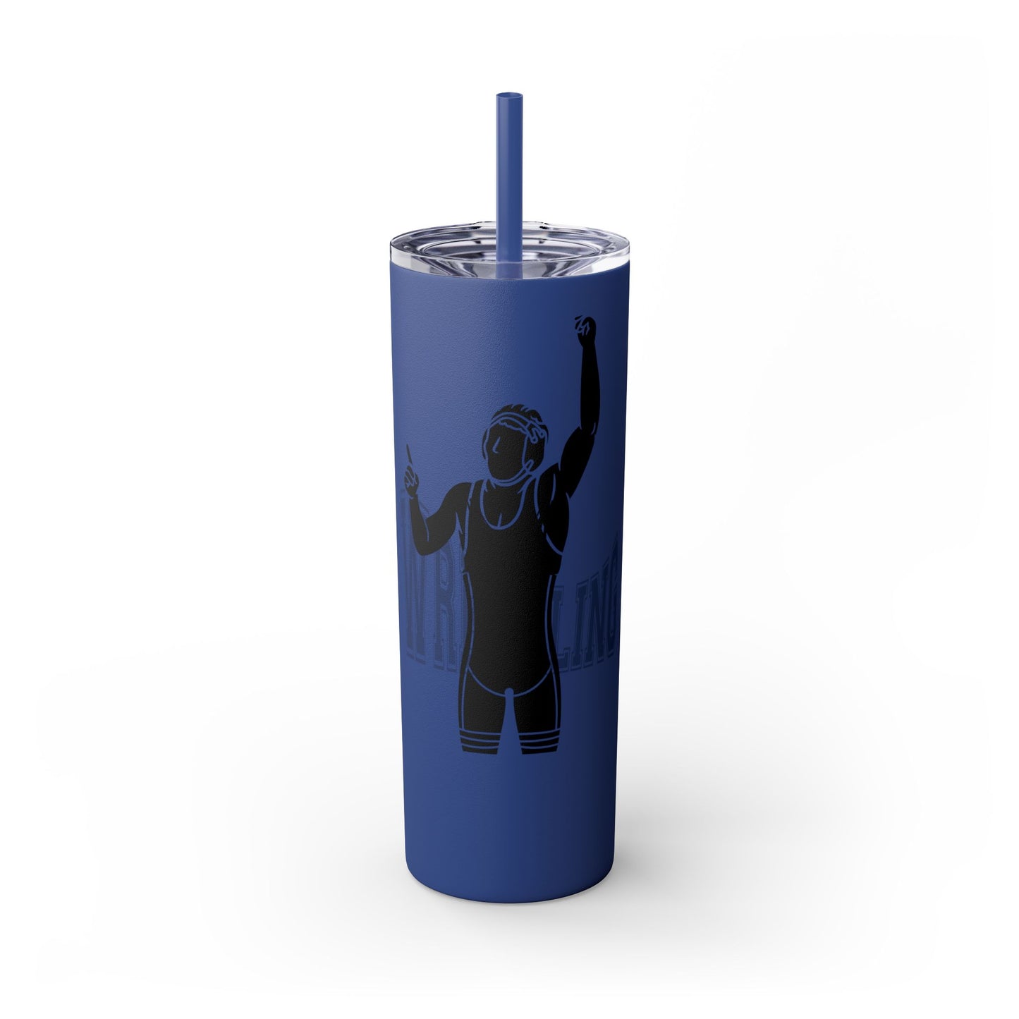 Motivational Skinny Tumbler with Straw - 20oz Wrestling Cup