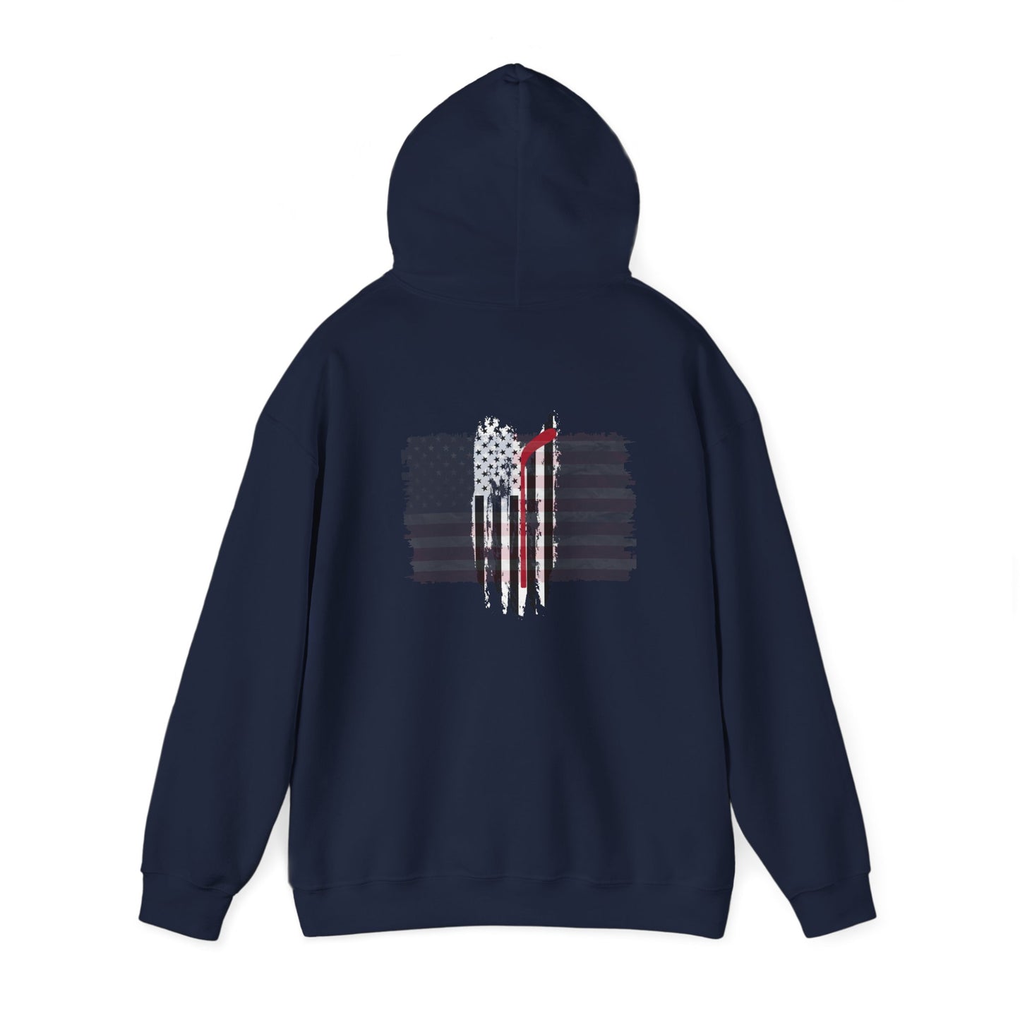 Patriotic Hockey Dad Hoodie with American Flag Design for Unisex