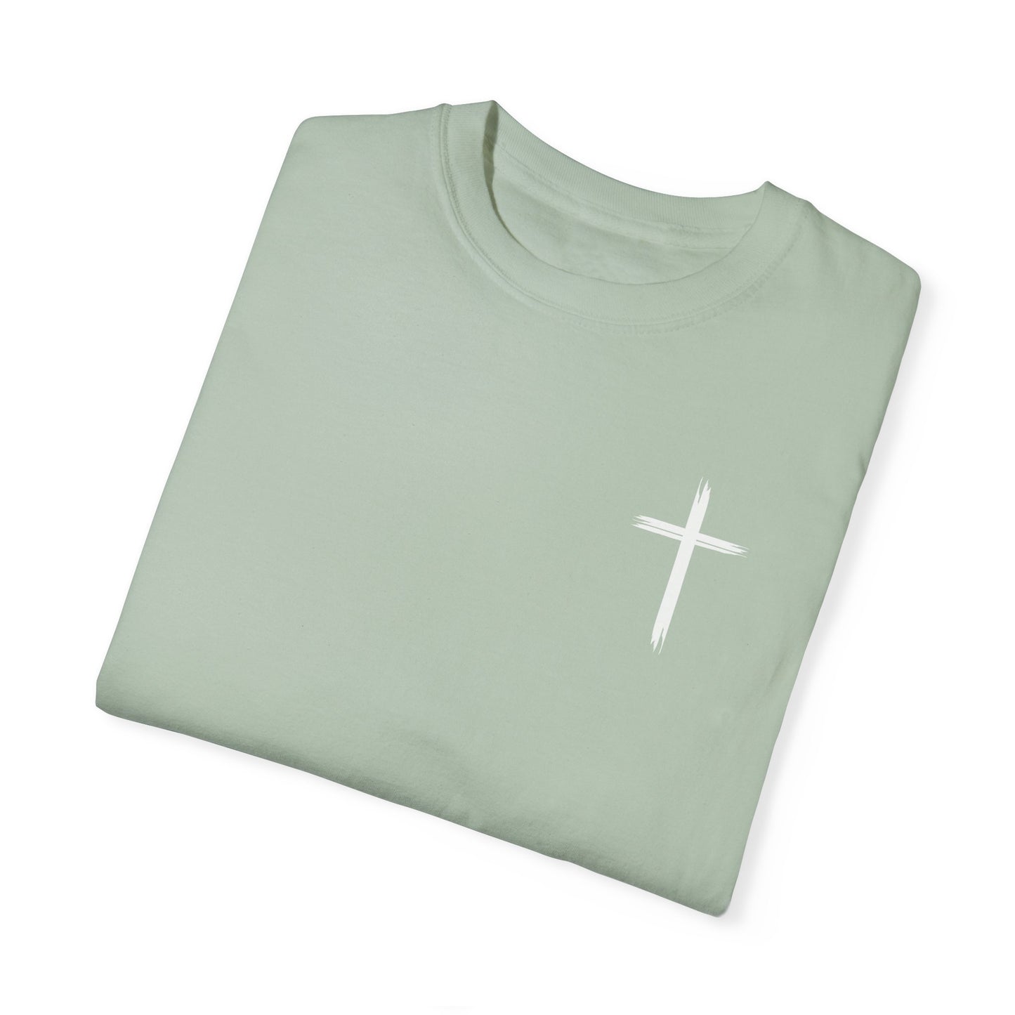 Unisex Garment-Dyed T-Shirt with Minimalist Cross Design