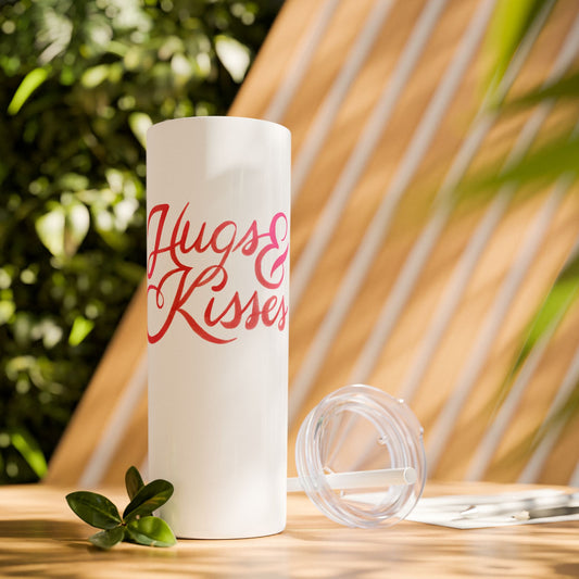 Hugs & Kisses Skinny Tumbler with Straw - 20oz Love Drinkware