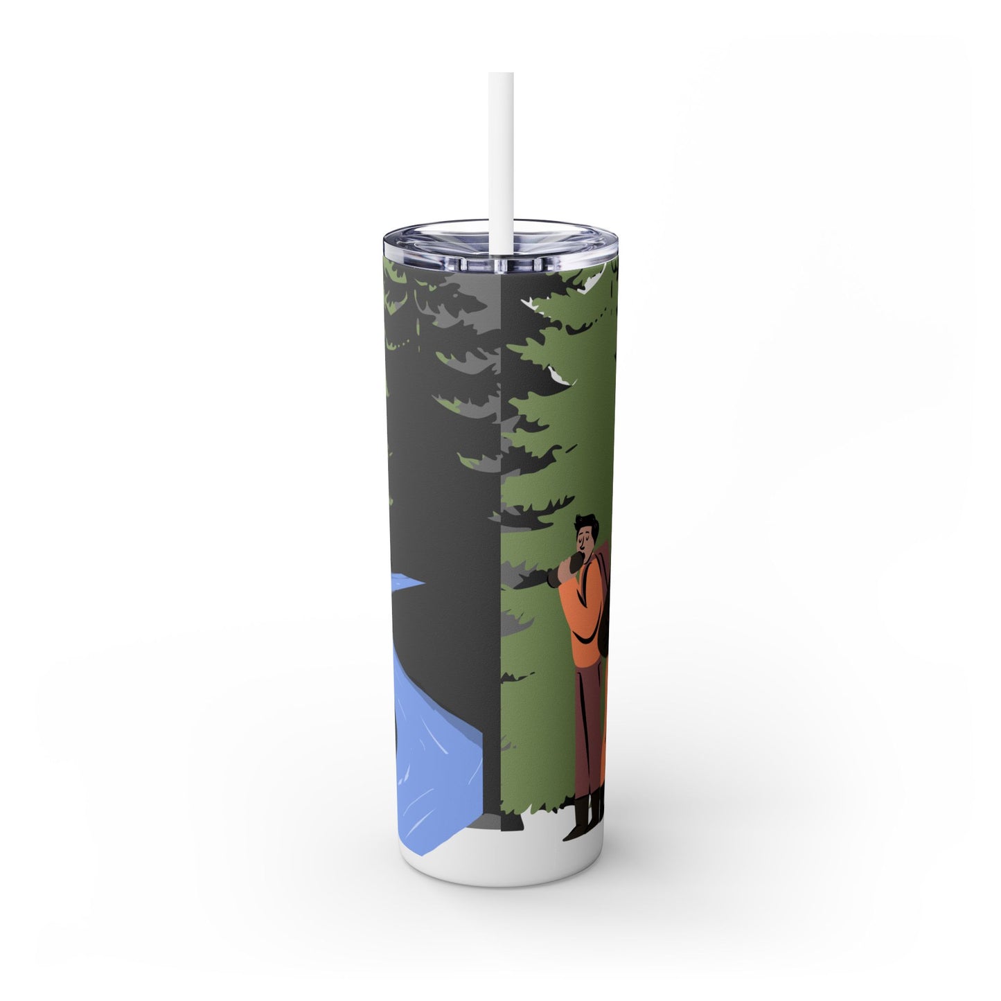 Outdoor Couple Adventure Skinny Tumbler with Straw - 20oz Camping Design