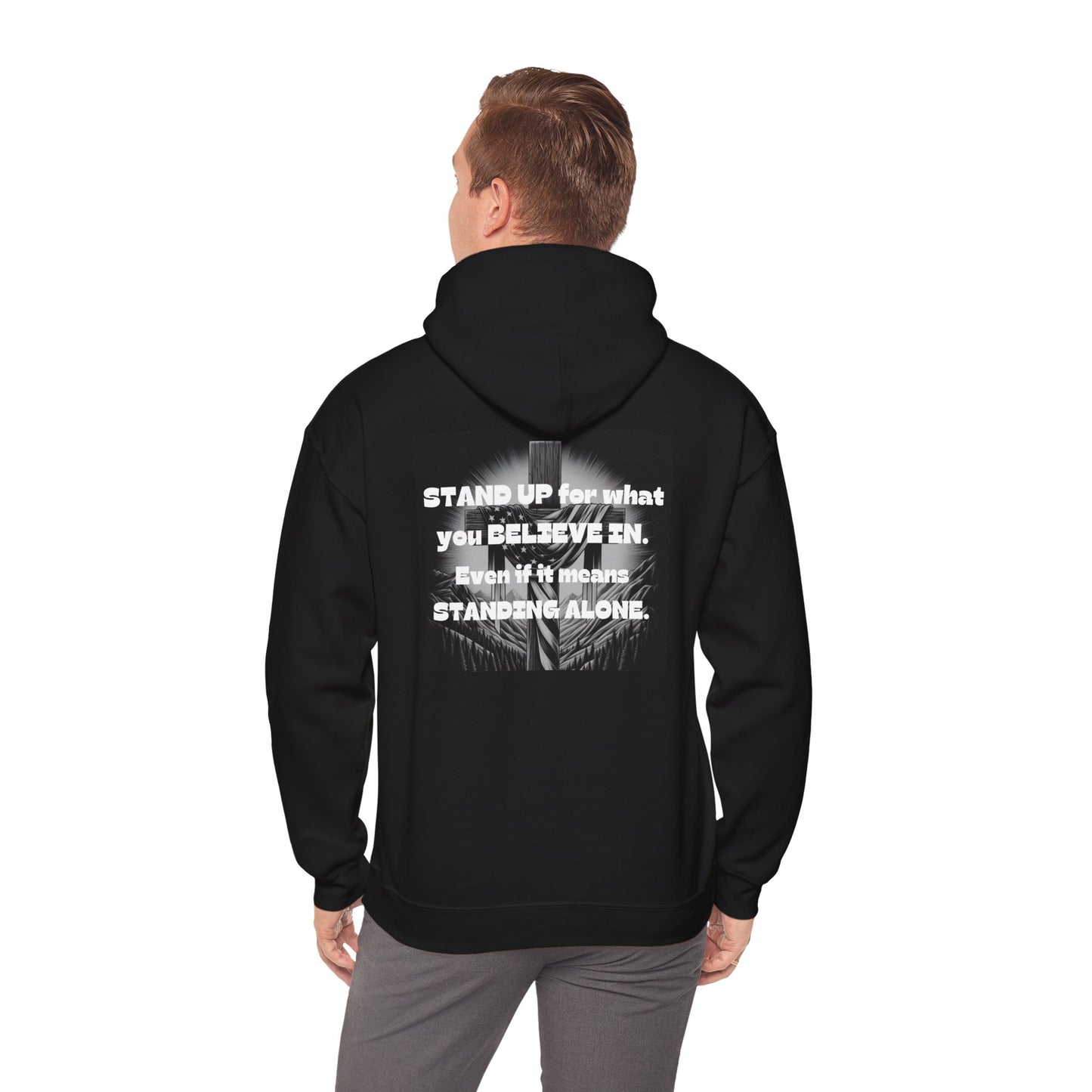 Stand up With Cross Grunge USA Flag - Hoodie