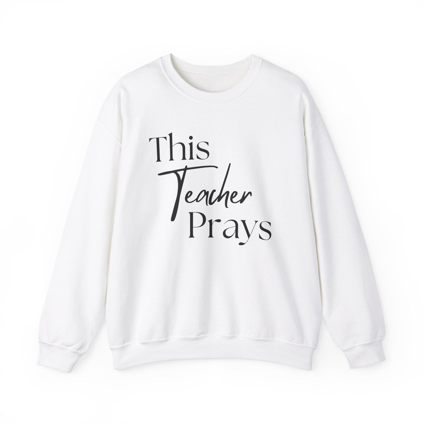 This Teacher Prays Unisex Crewneck Sweatshirt - Faith-Inspired Gift for Educators