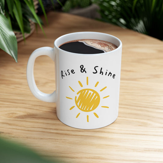 Sunshine Ceramic Mug – "Rise & Shine" – Perfect for Morning Motivation