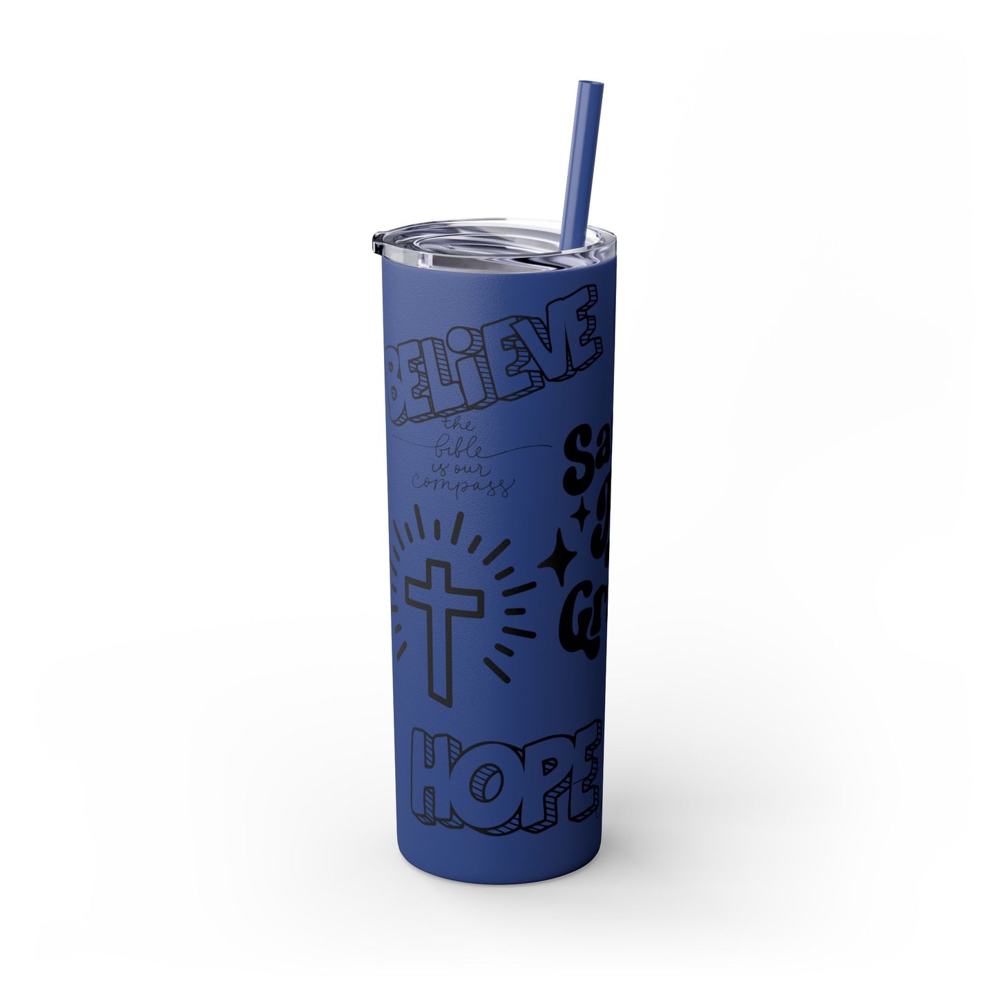 Saved By Grace Skinny Tumbler with Straw - 20oz Inspirational Drinkware