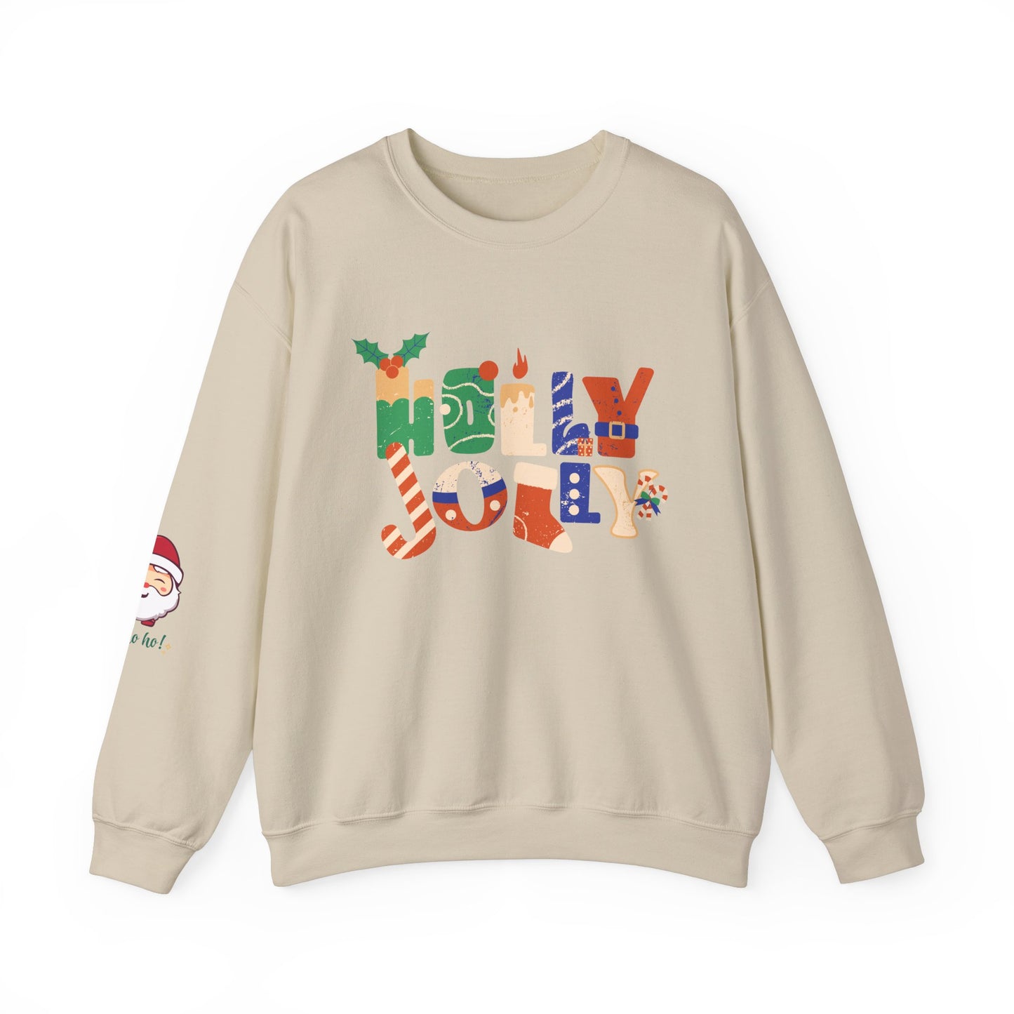 Merry Christmas Holly Jolly Crewneck Sweatshirt - Unisex Holiday Design