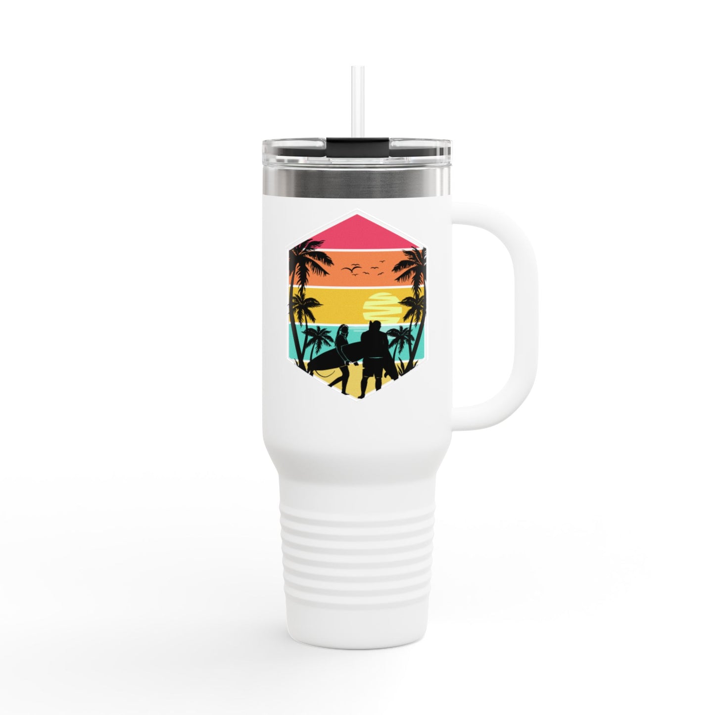 Surfer Sunset Insulated Travel Mug - 40oz, Perfect for Adventure Lovers