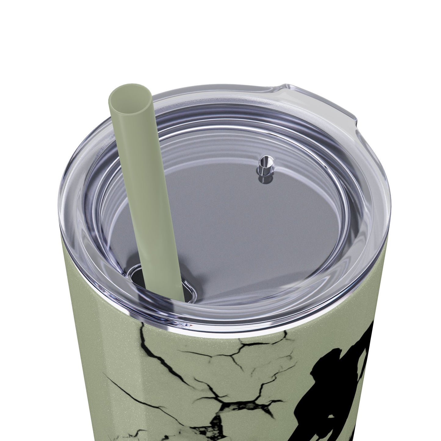 Crackled Hockey Action Skinny Tumbler with Straw - 20oz