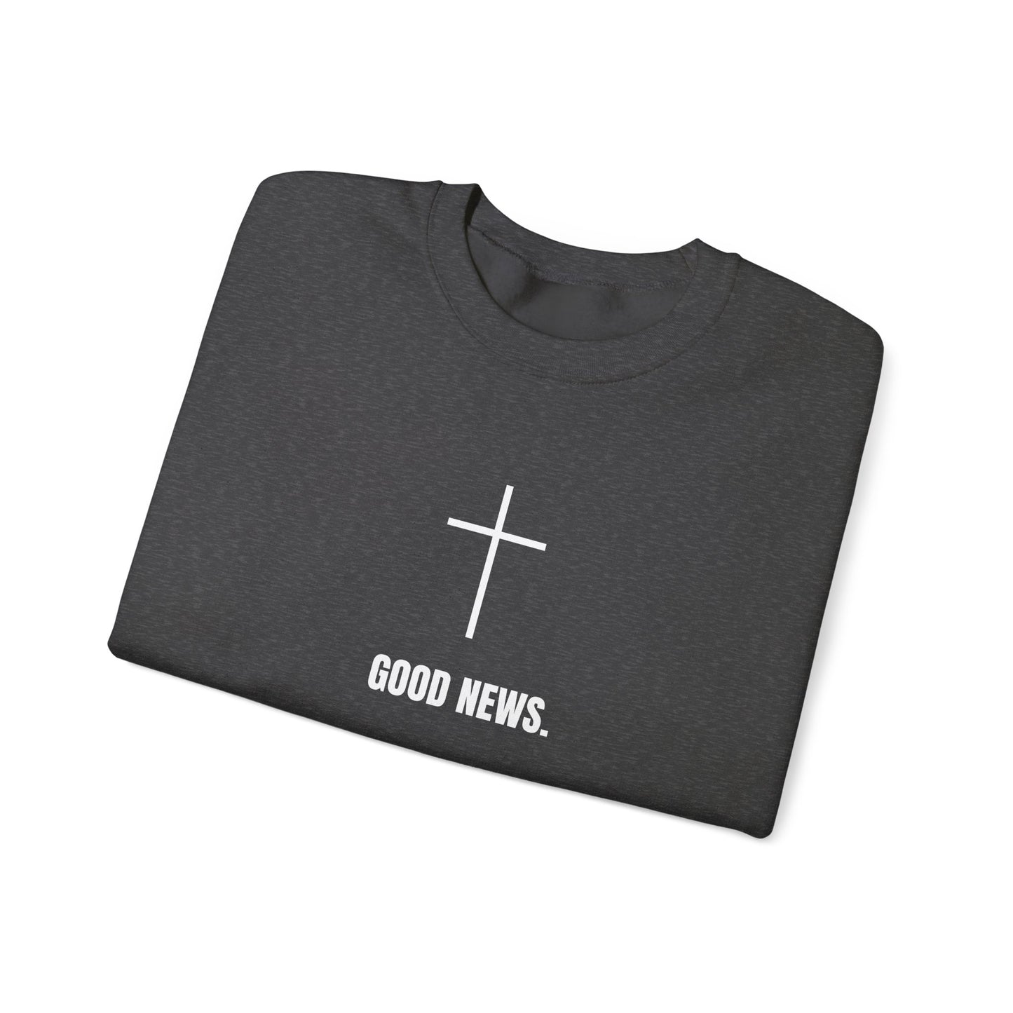 Christian Cross Sweatshirt - "Good News" Unisex Heavy Blend Crewneck