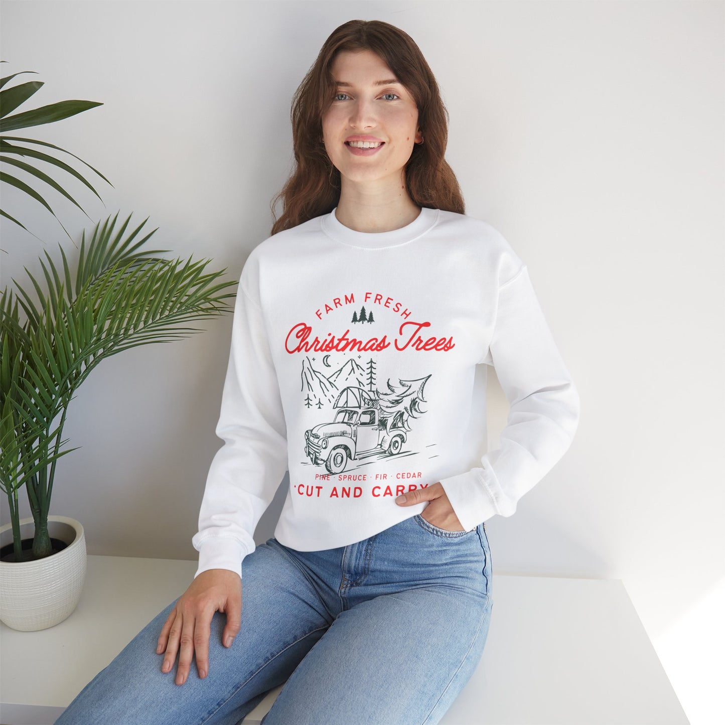 Farm Fresh Christmas Trees Sweatshirt - Cozy Unisex Crewneck for Holiday Cheer