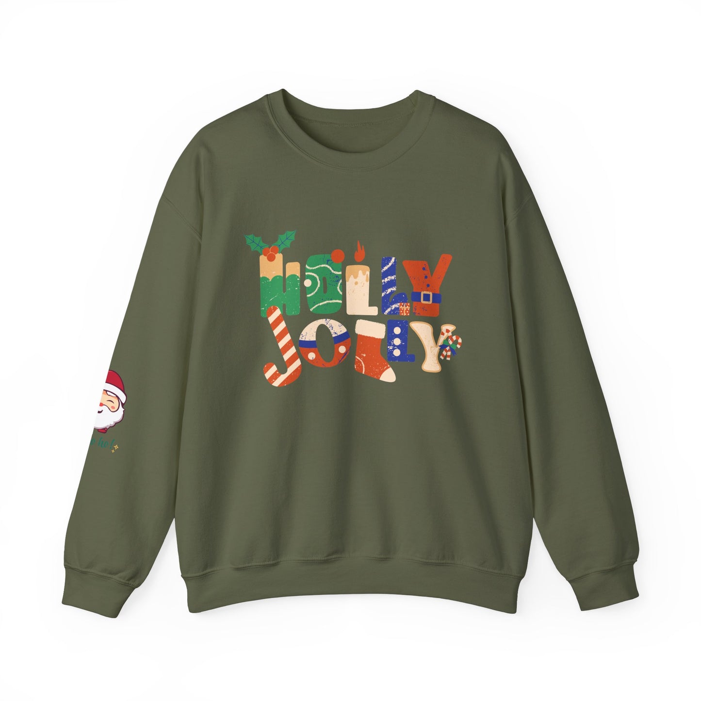 Merry Christmas Holly Jolly Crewneck Sweatshirt - Unisex Holiday Design