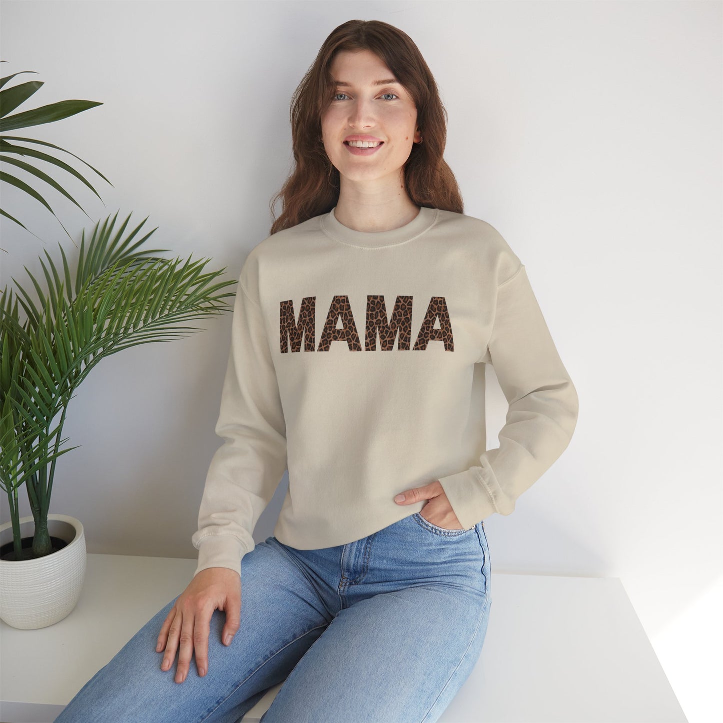 Leopard Print Mama Crewneck Sweatshirt - Cozy Unisex Style for Moms