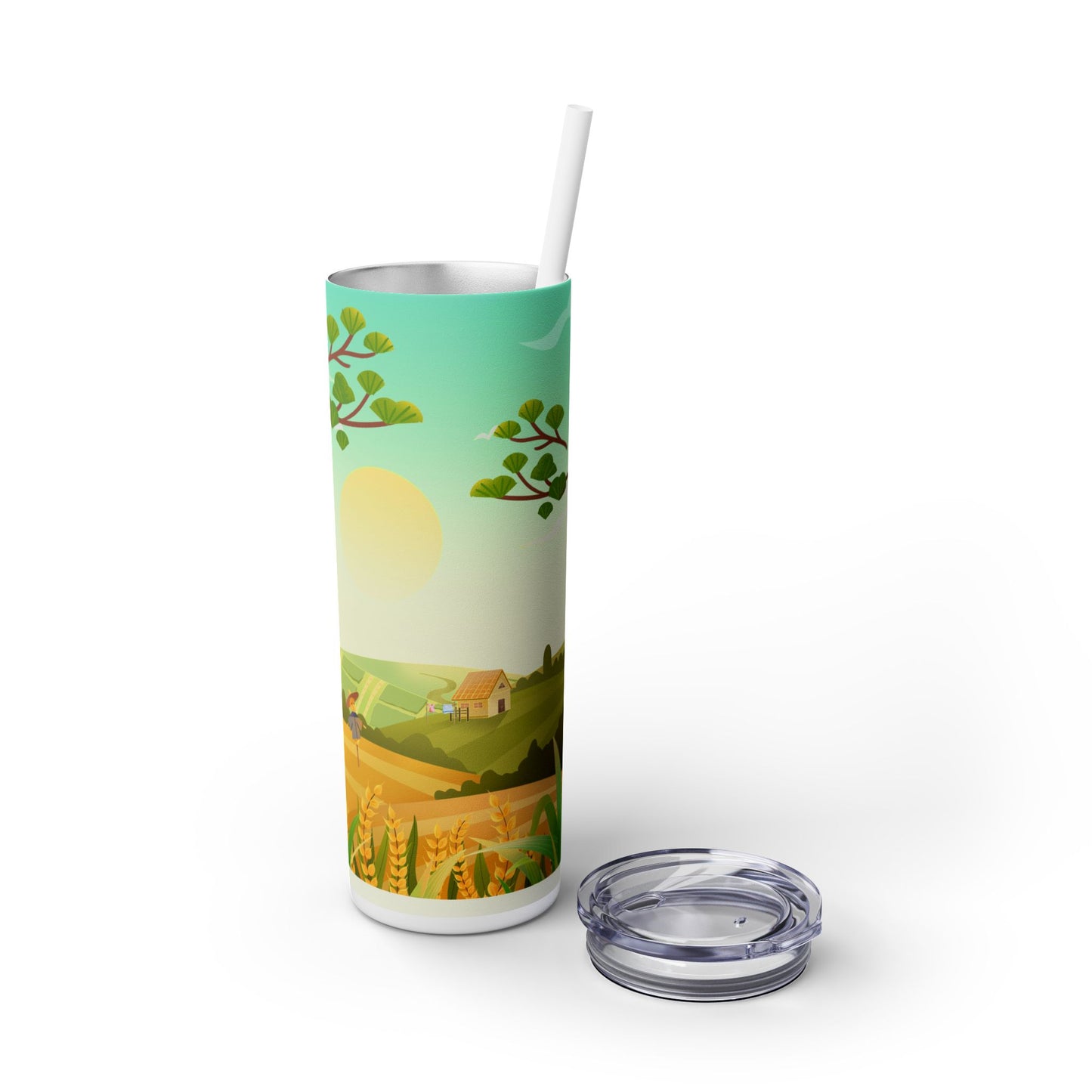 Farm-Inspired 20oz Skinny Tumbler with Straw - Eco-Friendly Travel Mug