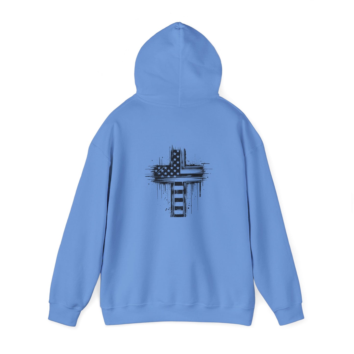 Faith-Inspired Unisex Hooded Sweatshirt with American Flag Design