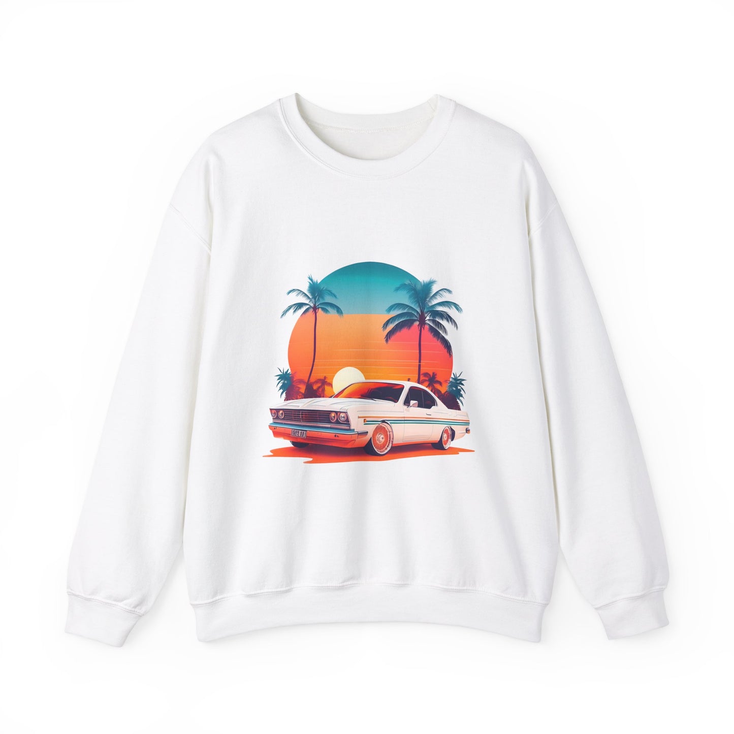 Retro Sunset Car Unisex Crewneck Sweatshirt