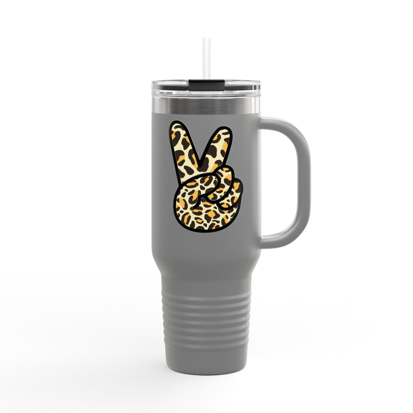 Leopard Print Peace Insulated Travel Mug - 40oz Peaceful Design