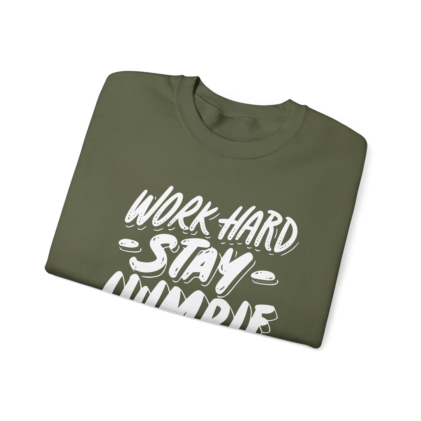 Unisex Heavy Blend™ Crewneck Sweatshirt "Work Hard Stay Humble" white ink