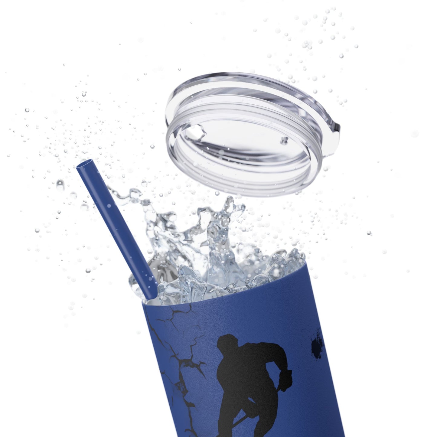 Crackled Hockey Action Skinny Tumbler with Straw - 20oz