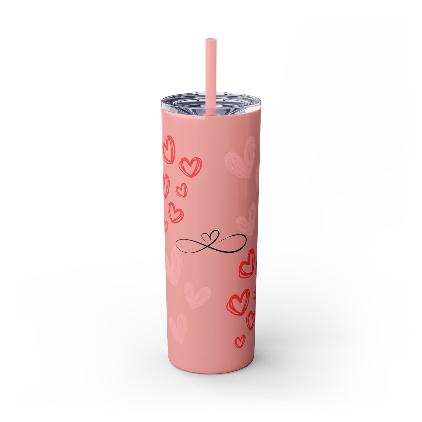 Heartfelt Love Skinny Tumbler with Straw - 20oz - Perfect Gift for Couples & Valentine's Day