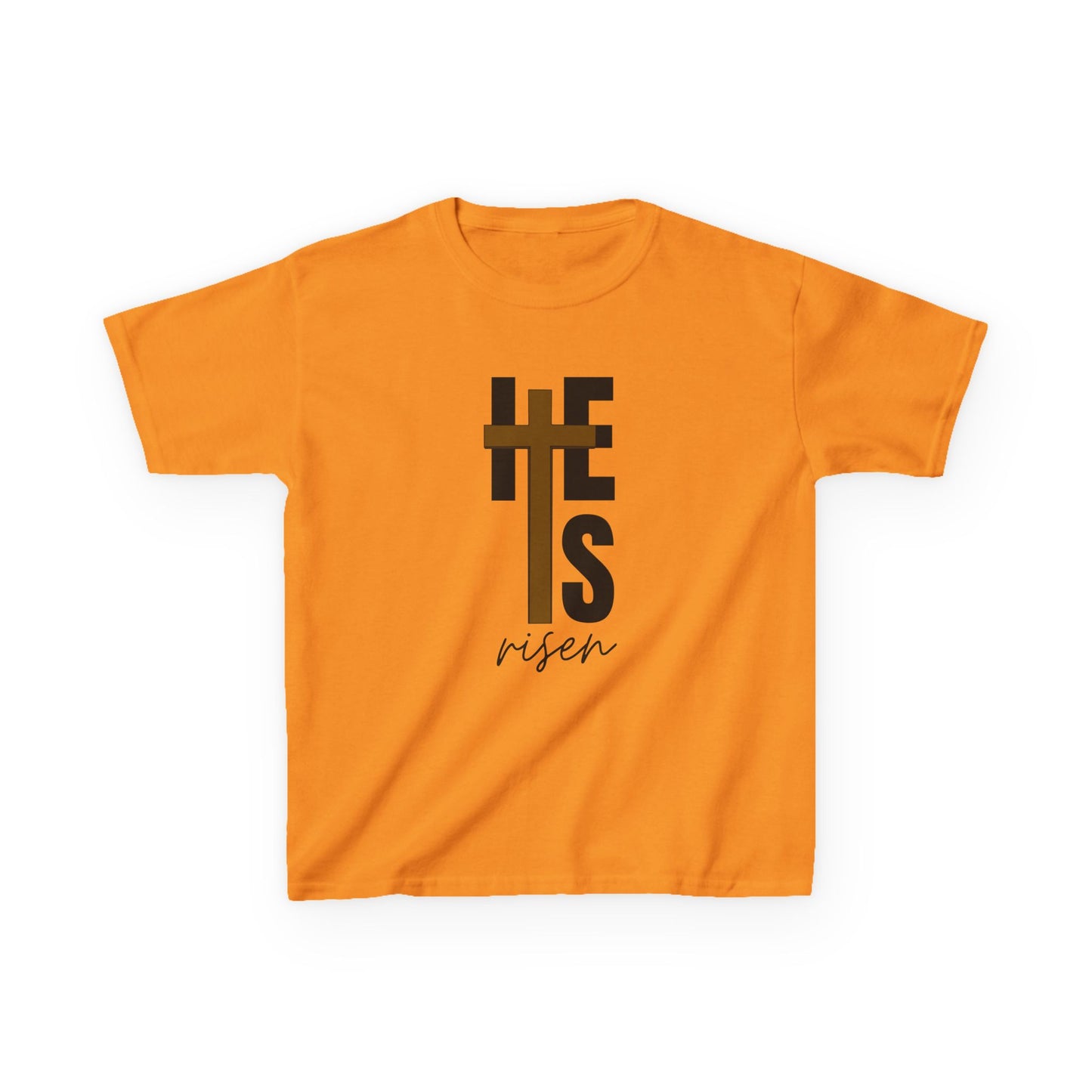 Kids Heavy Cotton™ Tee - "He is Risen" T-shirt for Boys and Girls
